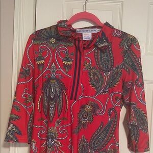 Gretchen Scott Red and Blue Paisley Top